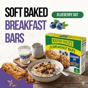 Soft Baked Blueberry Oat Breakfast Bars, Morning Snack Bars with Whole Grain Oats, Convenient Grab and Go Breakfast Treats, 5 Count Pack