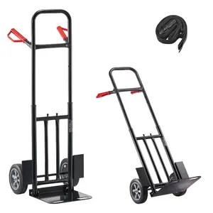 VEVOR Hand Truck, 500 lbs Load Capacity, Heavy-Duty Hand Truck Dolly with Non-Slip Wheels Handle, Aluminum Alloy Portable Trolley Dolly with Tie-down Strap for Moving Home, Office, WarehouseVEVOR Super Brand Day
