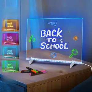 LED Note Board 7-Color Light-Up Dry Erase Drawing Board for Kids – 11.8"x7.9" | Includes Adapter, 7 Markers, Hanging Chain & Cleaning Cloth | Perfect Holiday Gift