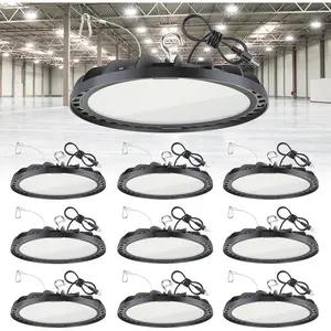 10-Pack LED High Bay Lights 150W 21000LM 5000K IP65, 5ft  with Plug 120V Commercial UFO High Bay LED Shop Light for Garage Warehouse, ETL Listed