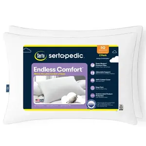 Sertapedic Endless Comfort Bed Pillow, Standard/Queen - 2 PACK - Free Shipping