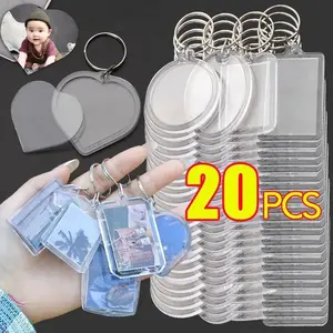 5/20pcs Transparent Photo Frame Keychain Tassels Snap-In Custom Insert Photo Acrylic Blank Keyring Clear Blank Picture Pendant