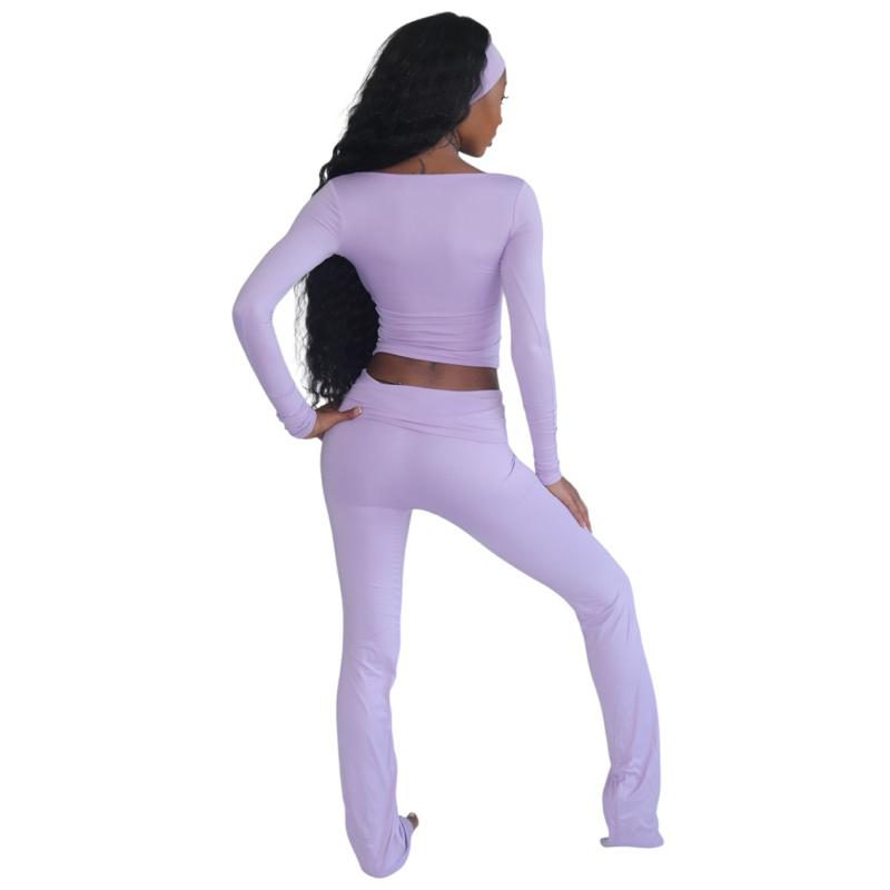 Regular 5’8 & Under Lilac Lounge Set with Headband - Purple Top and Pants for Relaxation