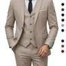YND Men's 3-Piece Slim Fit Formal Suit - 1-Button, 30% Denser Fabric Jacket, Pants & Tie Set, 3D Tailored Fit, Plain, Inside/Out Pockets, Corporate Office Workwear for Wedding, Business Events