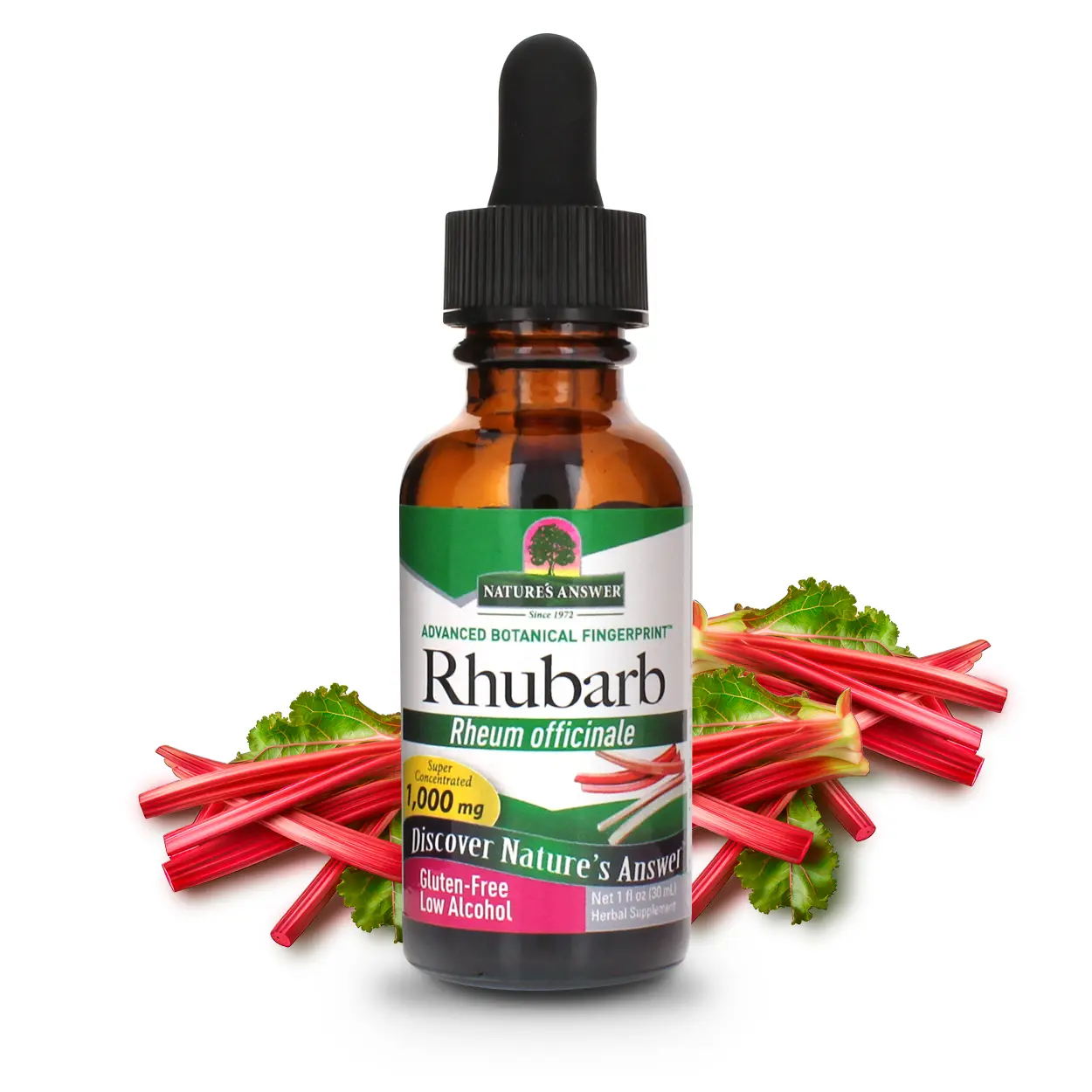Nature's Answer Rhubarb Root Supplement with Organic Alcohol, 1-Fluid Ounce | Promotes Digestive Support | Supports Weight Management | Natural Immune Booster | Single Count
