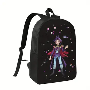 Anime Backpack with Purple Coat & Cape Design - Lightweight School Bag, Adjustable Shoulder Straps, Zipper Closure - for College, Travel, Commute - Black Backpack with Anime Woman Graphic, Outdoor Adventure Gear, Vibrant Print, Secure Storage, Versatile B