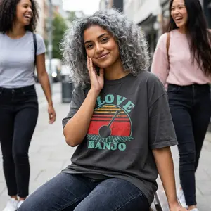 I Love Banjo T-Shirt — Vintage cottu Banjo Music Tee