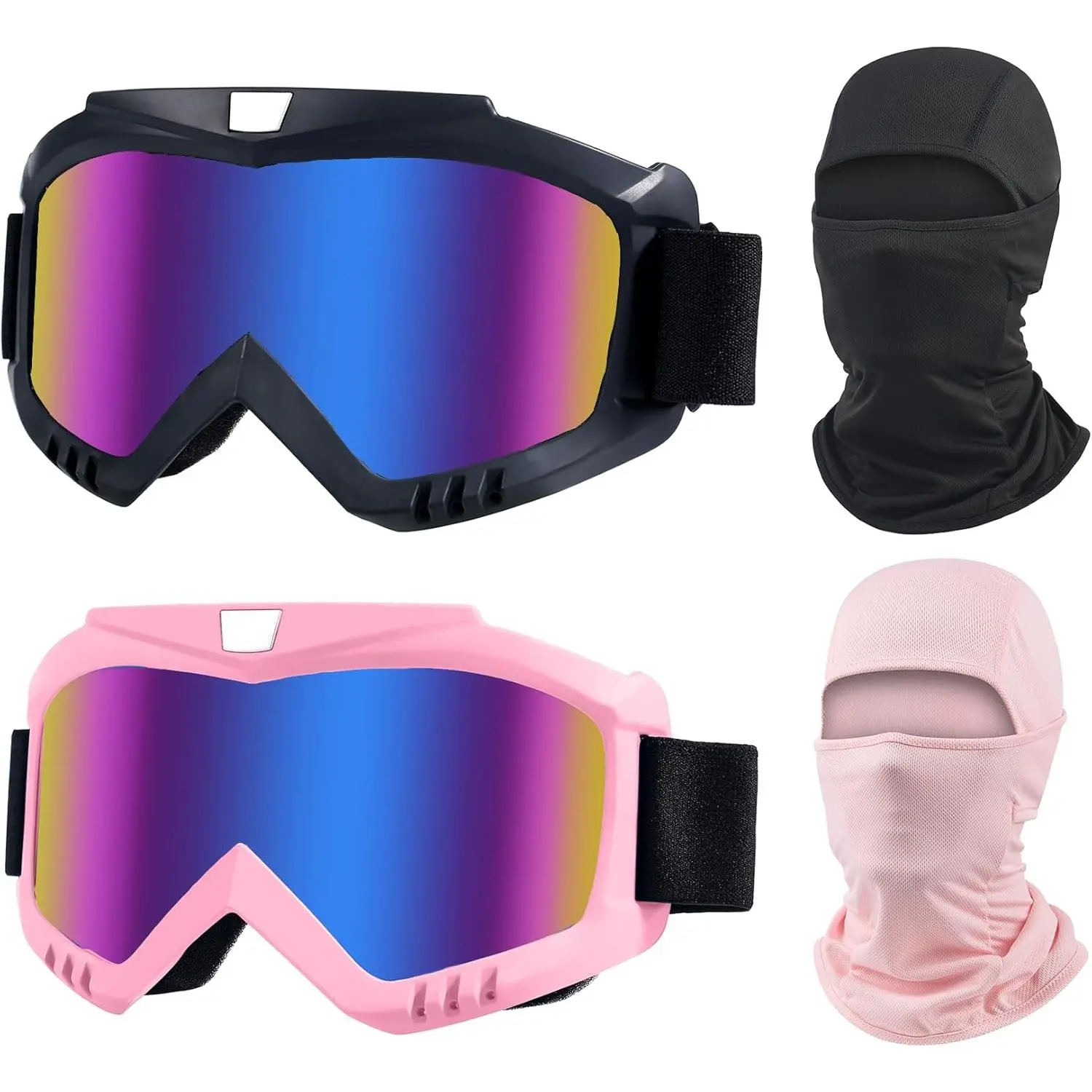 Dirt  Goggles, 2 Pack ATV Off-Road Riding  Motocross Glasses with Sun UV Protection Balaclava Full  Cover for Youth, Teens, Men & Women