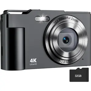 Digital Camera, FHD 4K Digital Point and Shoot Camera with 16X Zoom Anti Shake, 48MP Compact Small Camera with 32GB Card for Boys Girls