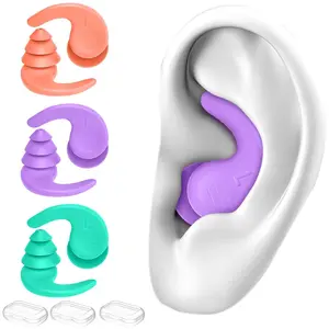 Swimming Ear Plugs for Adults,3 Pairs Waterproof Reusable Silicone Swim Earplugs for Swimming Surfing Snorkeling Showering and Water Pool,Beach,Ocean, Swimming Accessories (Adults & Teens 14+)