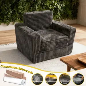 3-in-1 Convertible Sleeper Chair fits Ikea Pax Closet Rooms & Kallax Decor | Modern Finnala Couch Alternative | Versatile Trofast Shelf Matching Grey Corduroy | Space-Saving Guest Bed for Dorms & Small Apartments | No-Tool Assembly