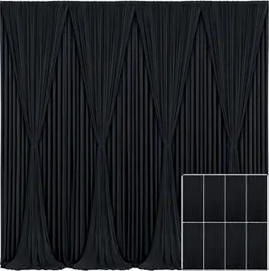 40ft×10ft Thick Black Backdrop Curtains 8 Panels 5×10ft Polyester Drapes for Wedding Birthday Home Decor Photography Stage Backdrop Curtain Easy Cleaning Hand Hanging Banners for Party Ceremony