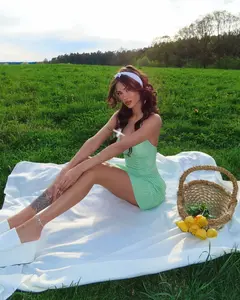 Light Green 1930s Plaid Halter One-Piece Swimsuit Retro Halter One Piece Swim Dress for Women Gingham Print Push Up Swimsuit with Tie Back and Skirted Bottom Trendy Summer Outfit for Vacation Look and Try On Haul Retro Stage Flowy Swimdress