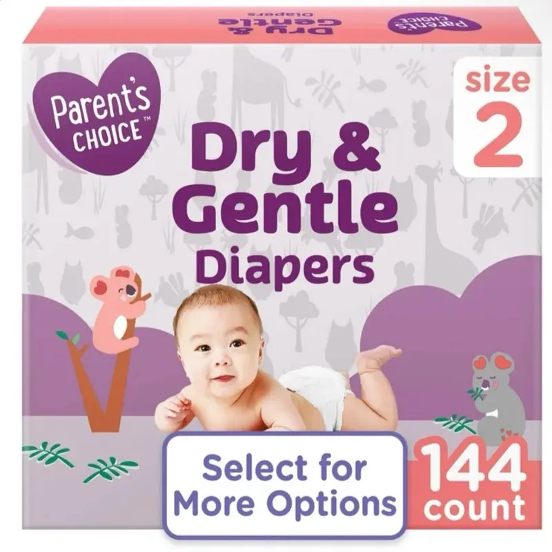 Baby Diapers (Size 2) 144 Count - Dry & Gentle with Leak Protection