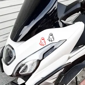2pcs/1 Set Cute Line Art Ghost Motorcycle Stickers, Waterproof and Easy to Apply, Removable Without Traces. Suitable for Motorcycle Helmets, Bicycles, Road Vehicles, Car Rearview Mirrors. Teru Teru Bozu Car Decorative Stickers, Ideal Easter Gift