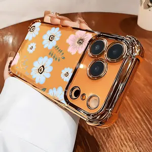 Pastel Petals Phone Case for iPhone 17 Air 16 Pro Max 15 Plus 14 13 12 11 X XS Full Body Protection Shockproof Soft Silicone Cover Four-corner Thickened
