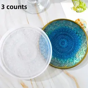Round Coaster Resin Mold, 3 Counts Silicone Coaster Mold, Coaster Molds for Resin Casting, Epoxy Resin Molds for DIY Resin Coasters Bowl Mats, Candle Holders, Placemat