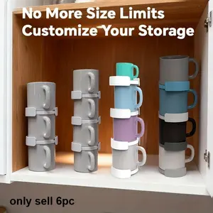 6-Piece Coffee Mug Set, Cabinet Organizer Rack, Teacup Stacker, Coffee Mug Storage, Space-Saving Design, Ideal for Home Use