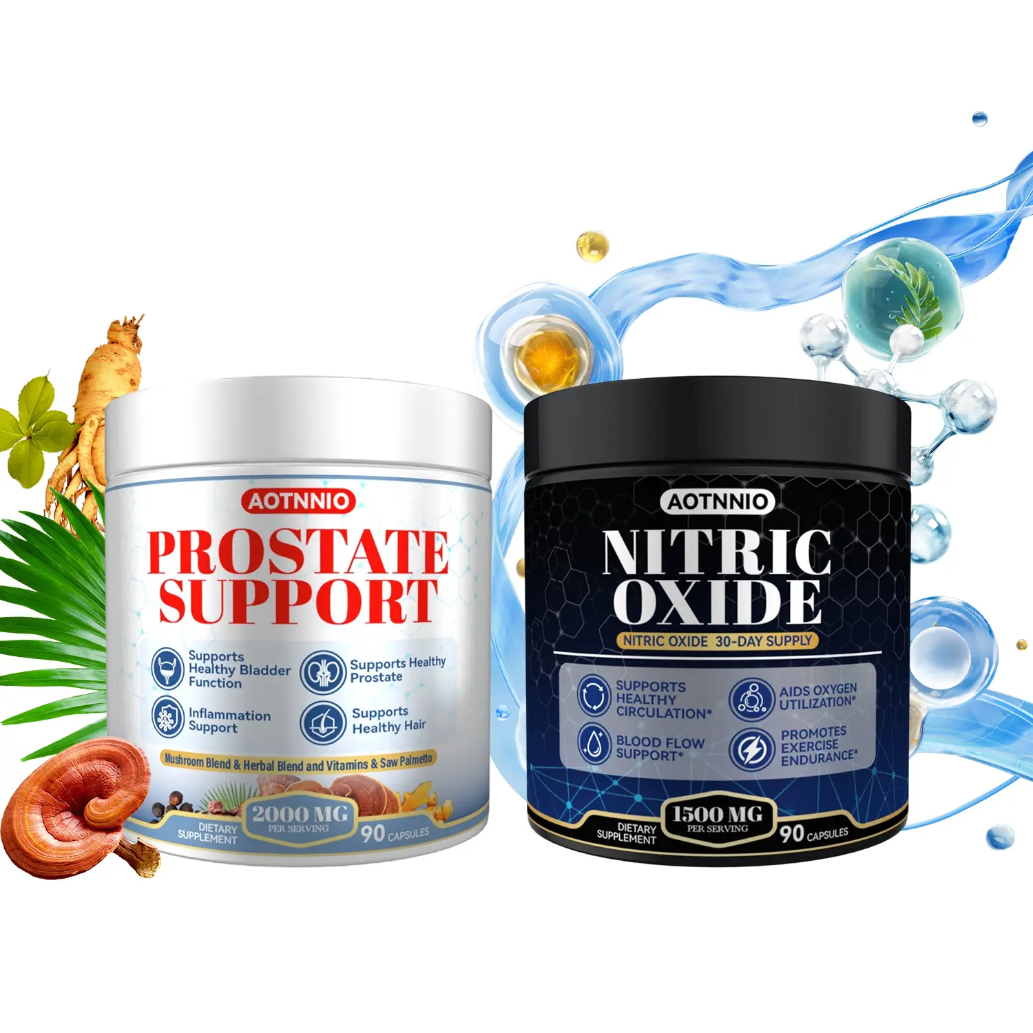 Ultimate Men's Health Bundle D-Aspartic Acid Antioxidants Capsules | Support Blood Circulation & Prostate Health | Prostate, Nitric Oxide & Testosterone Booster Mushroom Formula, Nitric Oxide Booster + Prostate Health Bundle