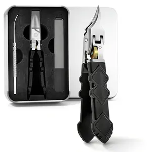Pro Nail Tools Professional Nail Clipper Set for Men & Seniors Curved Ultra-Sharp Blades Anti-Slip Ergonomic Grip Durable Safe Manicure Tool 3PCS