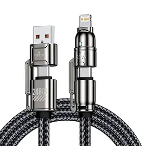 1.8m Dual Port Phone Charging Cable, USB PD to Type C iOS Interface, Multi-Function Braided Durable Data Line, Universal Home Travel Essential