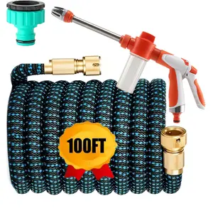 Garden Hose Flexible Car Wash Hose Water Gun Hose Garden Sprayer Gardening Watering Hose Irrigation Tools25FT-100FT