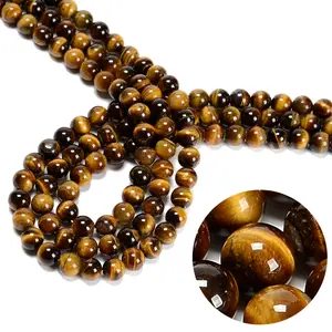 Natural Yellow Tiger Eye Smooth Round Beads Size 3mm to 20mm 15.5" Strand