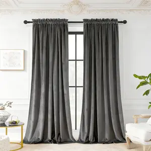 2Pcs Light Luxury Solid Color Velvet Curtains, Rod Pocket Curtains, Upgrade Curtain, Home Decorative Curtain, Window Curtain, Soft and Light Filtering, Suitable for Living Room, Bedroom, Study, Mother's Day and Christmas, Wedding Decoration