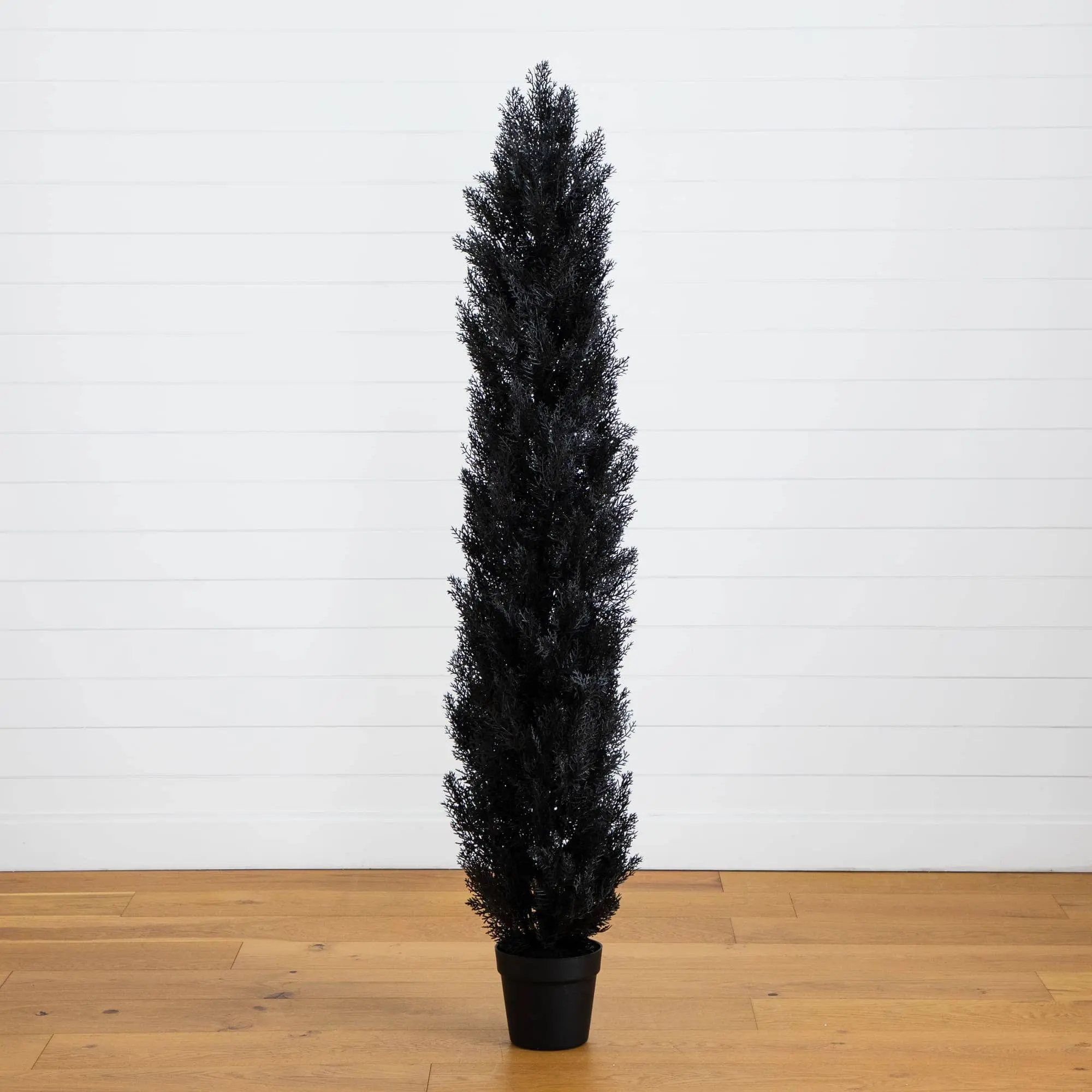 6' UV-Resistant Synthetic Black Cedar Topiary - Bendable Limbs, Spooky Fake Plant Decoration, Classic Artificial Tree for Halloween, Indoor/Outdoor Home Decor Accessory (Home Supplies), Classic Artificial Trees