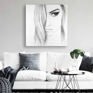 Begin Home Decor C1RC3232K2Q1OE 32 x 32 in. Black & White Portrait - White Figurative Canvas