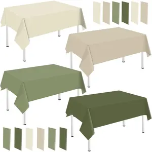 16pcs nude sage green plastic tablecloth milky white brown green rectangle table cover waterproof table cloth for birthday wedding table decorations 54 x 108 inch