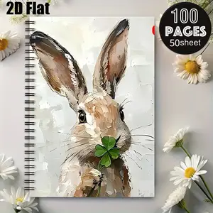 1 Spiral Coil Notebook 5.7x8.26 Inch, Durable Binding, Perfect for Easter Bunny Themed Journaling, Spring Garden Notes, Travel Adventures, Daily Planning, Ideal Gift for Kids Students and Nature Lovers [2D] Flat