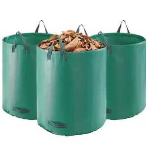 summervibes VEVOR 3-Pack 72 Gallon Reusable Yard Waste Bag, Large Lawn Garden Bags, Heavy Duty Collapsible Garden Leaf Trash Container, Stand-Up Grass Clipping Bin, with Reinforcement Ring and Handles, 26.4x30 in,