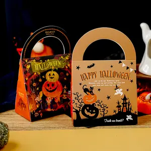 10pcs Halloween Candy Gift Boxes, Pumpkin Ghost Decorations, Empty Treat Bags, Party Favors for Kids, Handheld Cookie Packaging