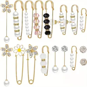 17pcs Denim Pearl Hanging Ornaments Women's Pearl Waist Pin Pearl Brooch Fashionable Versatile Sweater Shawl Brooch Versatile Pearl Pin Sweater Shawl Clip Artificial Pearl Brooch Suitable for Daily Wear and Commuting tiktokshopspringglowup