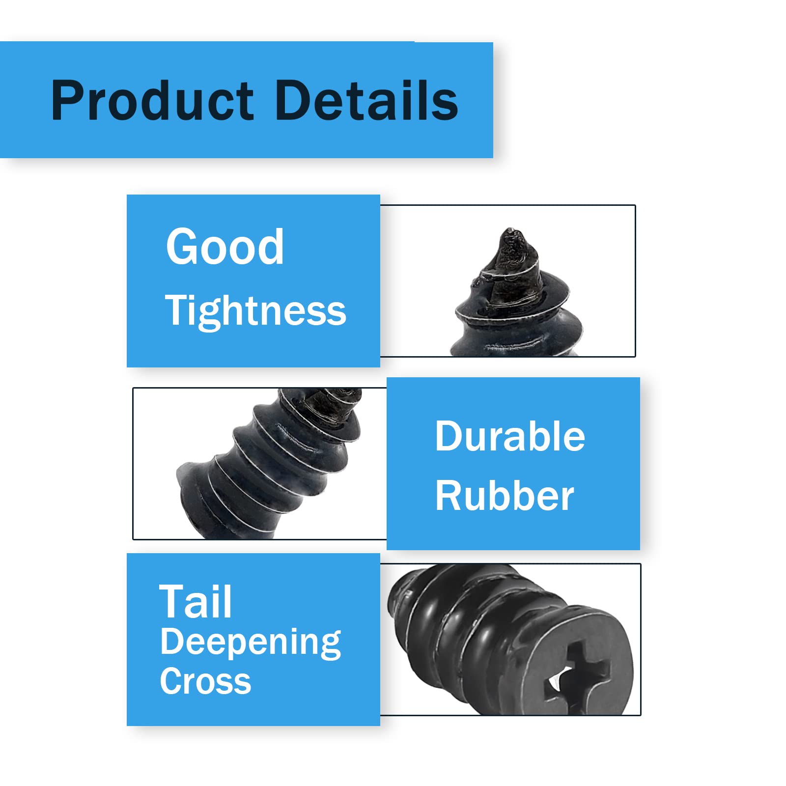 60PCS Tire Repair Rubber Nail Kit, Vacuum Screw In Tire Plugs, Fast Self-Service Wheel Nail Plug Repair Kits, Suitable for Car, Motorcycle, Truck, Tractor Tire Puncture Repair