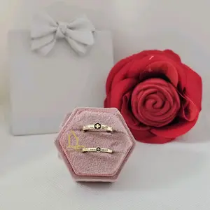LaYaiBoutique #2216 High Quality 14k Gold Plated Wedding Duo Ring