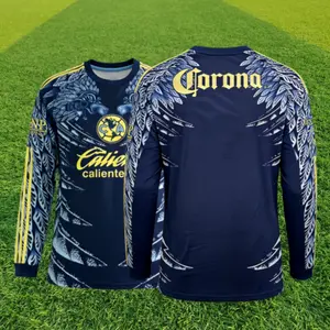 2526 Away Blue Vintage Long sleeves Top Football Soccer Jerseys