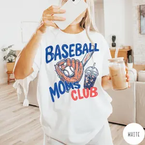 Baseball Moms Club Comfort Colors T-Shirt, Gameday Doodle Baseball Tee, Trendy Women's Baseball Shirt, Sports Mom Shirt, Game Day Tee