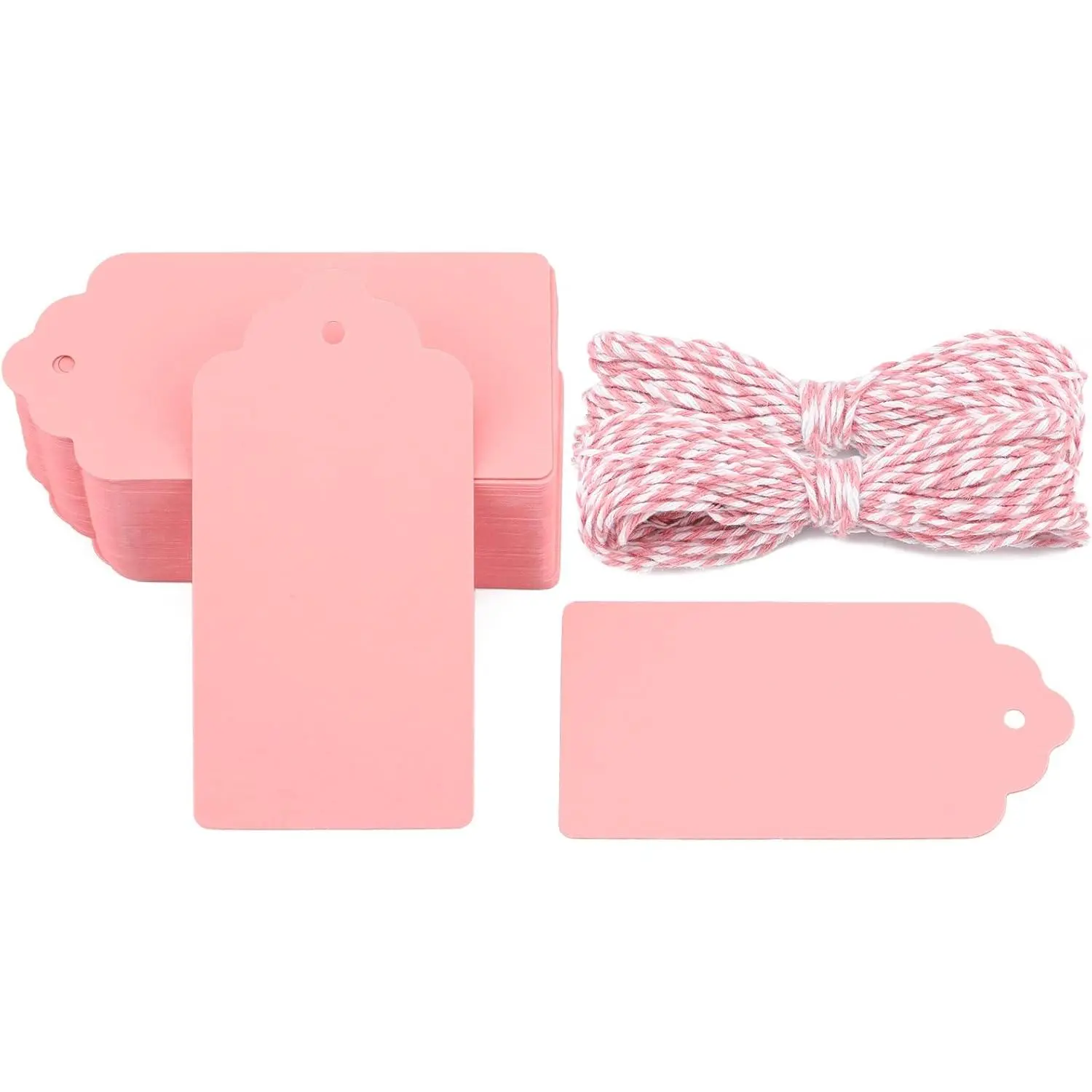 Paper Tags 100 Count with String - 2x4 Blank Hang Tag for Wedding, Arts & Crafts, Valentine's Day, Thanksgiving & Holiday Party Favors