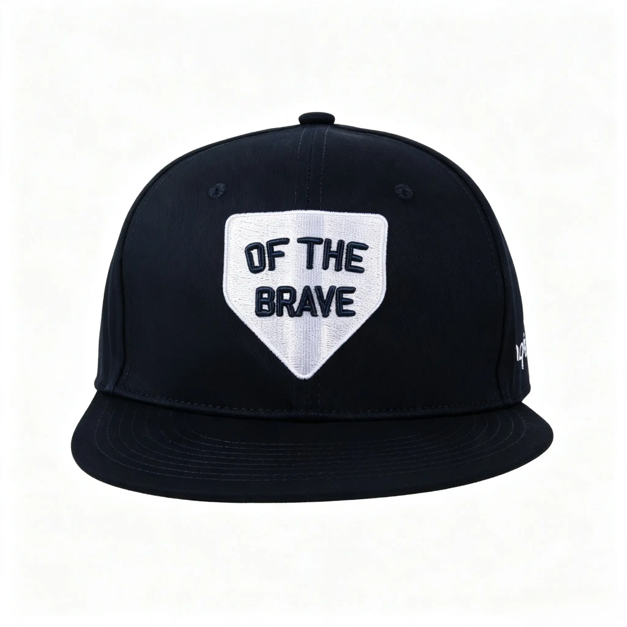 Vintage Shield "Of The Brave" Embroidery BLACK Flat Bill Baseball Cap Casual Hip‑Hop Unisex Snapback Hat cool