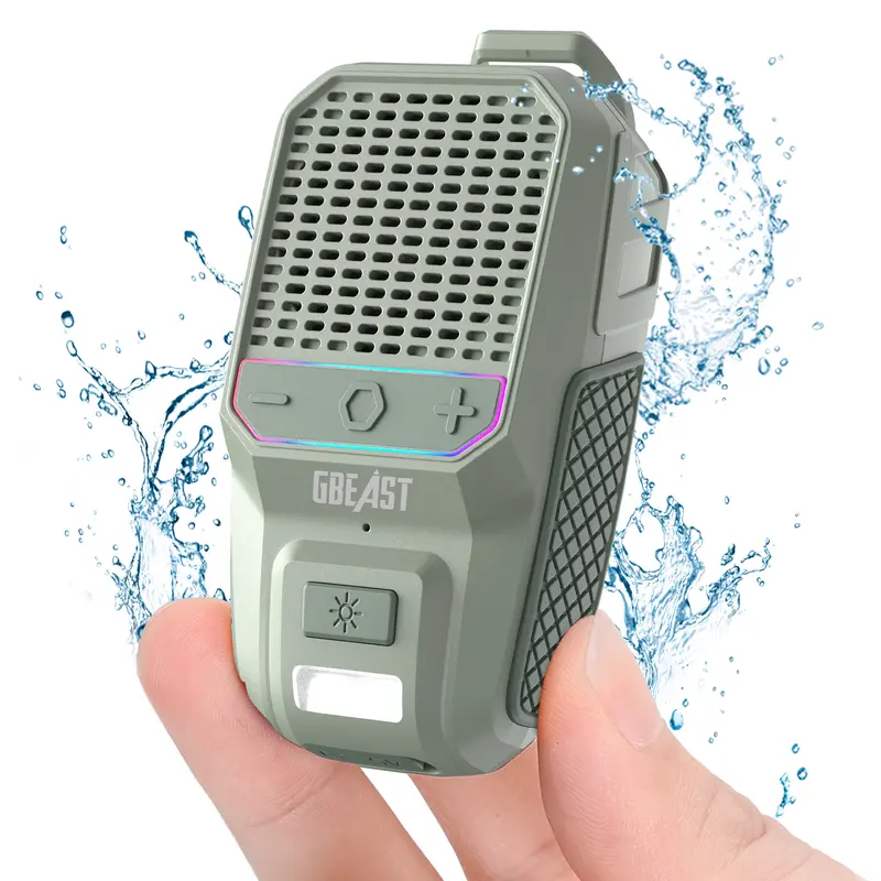 GBEAST Wearable Bluetooth Speaker with RGB/Flashlight IPX6 Waterproof Clip-On Portable TWS Speaker 30H Playtime Durable Audio for Jobsite Outdoor Golf Gift for Boyfriend Husband,ThanksgivingCamping/ThanksgivingGifts