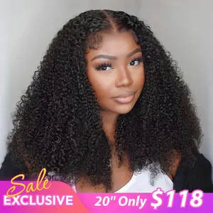 OQ HAIR Kinky Curly V Part Wigs With Drawstring No Leave Out Human Hair Wigs For Women Upgrade U Part Wigs Beginner Friendly Fit All Head Sizes