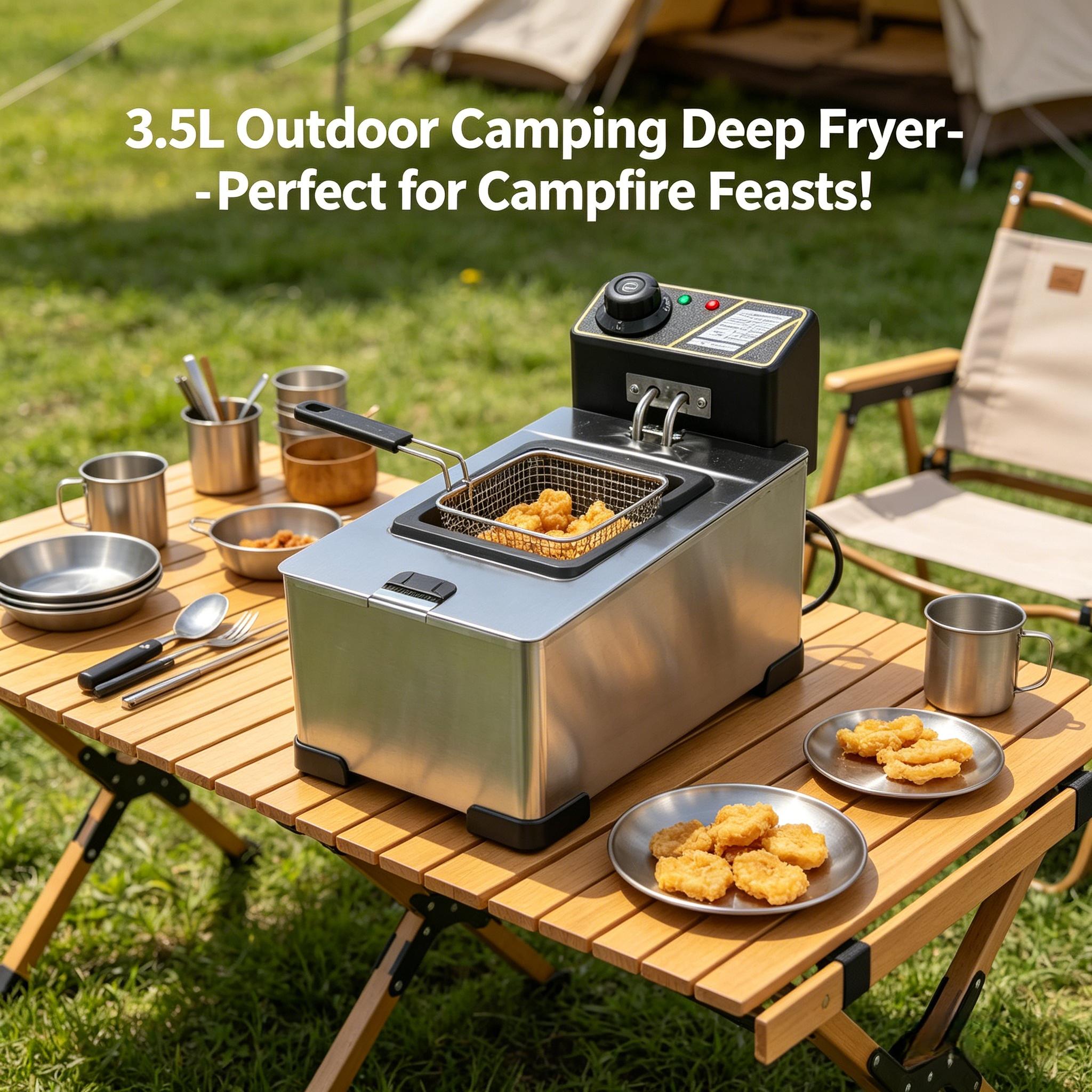 1pc 3.5L Electric Deep Fryer, 2000W 110V, Temp Control & US Plug, Oil Saving Fryer for Chicken Fries Donuts, Home Restaurant Food Truck Frying Machine