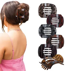 6-Piece Suit Flat Hair Clips for Women Girls Fashion Non-slip Flat Hair Claw Clips Medium Flat Claw Clips for Thick Hair Strong Hold Grip Hair Barrettes Accessories