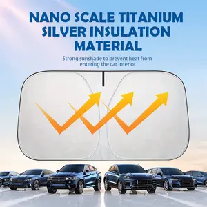 Car Windshield Sun Shade - Foldable Front Window UV Block Heat Shield, Reflective Sun Visor Protector for Car, SUV, Truck, Easy Storage Universal Auto Interior Cooling Accessory four-season