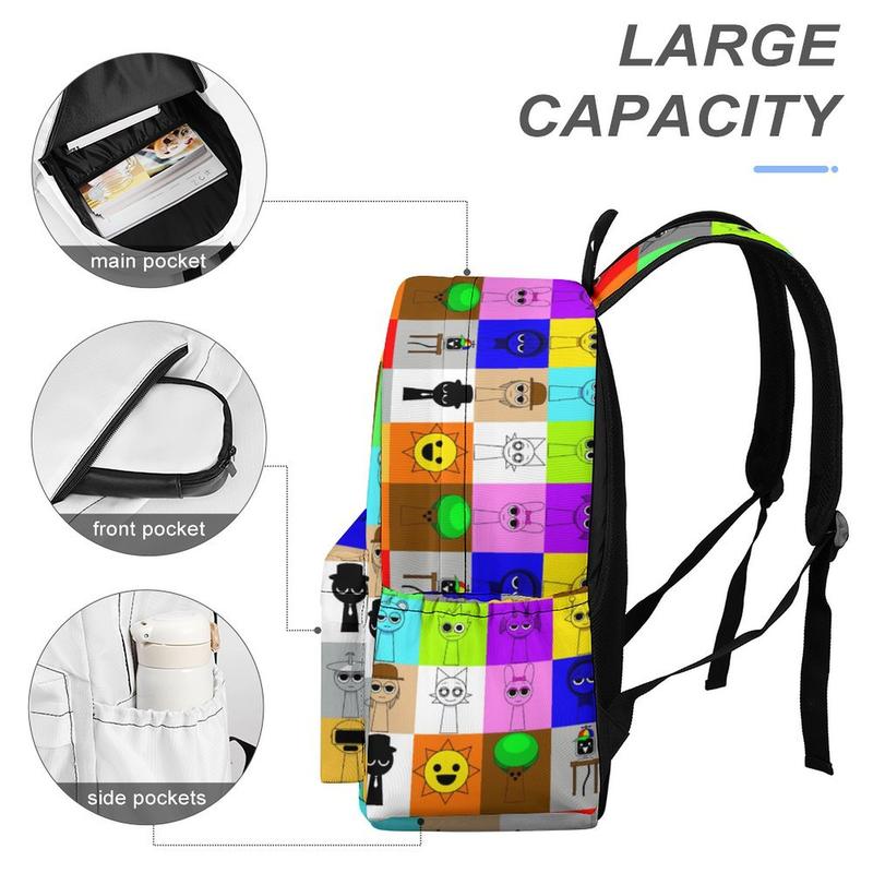 Sprunki Backpack Cartoon Cute Travel Backpack Lightweight for game fans