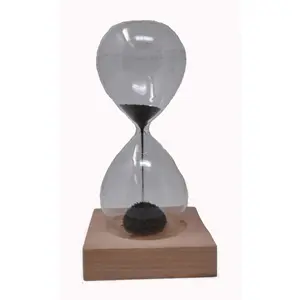 Magnetic Sand Timer Hourglass Wooden Base Home Decor Gift