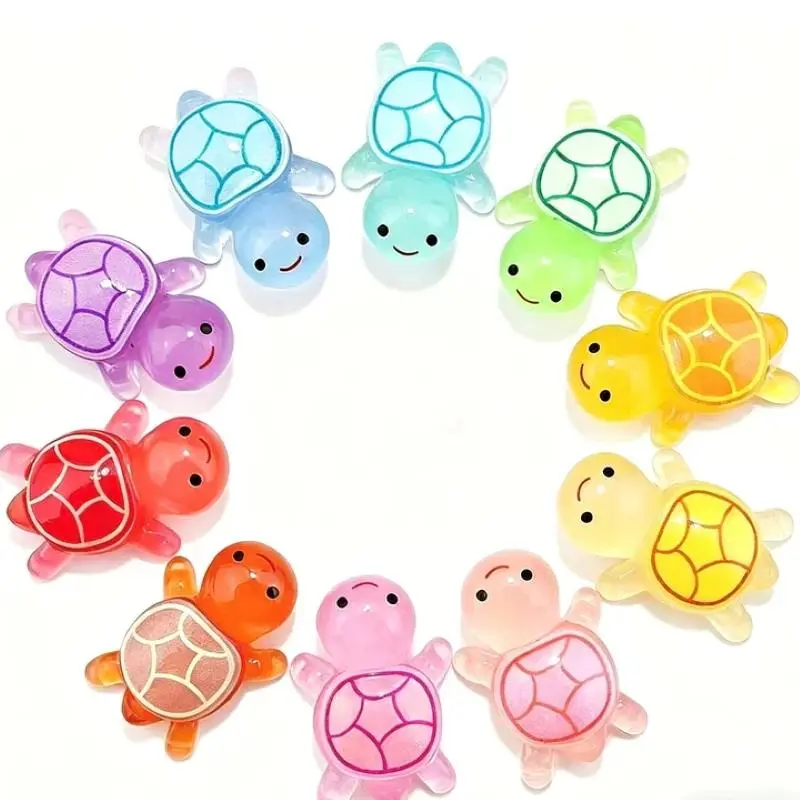 10pcs 2.1cm Cute Glow-in-the-Dark Luminous Resin Turtle Miniatures, Decorative Aquarium Ornaments, Fast-Shipping Gifts for Children’s Home & Garden Bonsai Decor