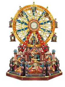 1pc Rotating Wooden Ferris Wheel Kit - DIY Woodwork Assembly Build DIY Sets, Desktop Decor, Christmas Gift for Girls, Cute Miniature Toy Model